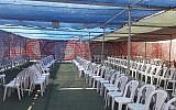 A marquee tent where the Democratic Front for the Liberation of Palestine planned to hold an illegal rally supporting terror, February 21, 2017. (Police spokesperson)