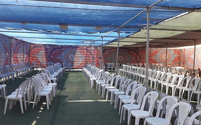 A marquee tent where the Democratic Front for the Liberation of Palestine planned to hold an illegal rally supporting terror, February 21, 2017. (Police spokesperson) A marquee tent where the Democratic Front for the Liberation of Palestine planned to hold an illegal rally supporting terror, February 21, 2017. (Police spokesperson)