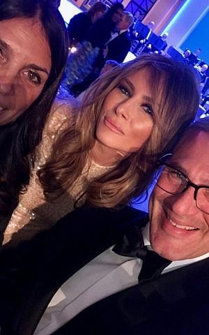 First Lady Melania Trump (center), greets her lawyer Michael Wildes and his lawyer wife Amy Messer Wildes at the inaugural ball on January 20, 2017. (courtesy)