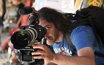 Igal Hecht shooting his 2013 film 'A Universal Language' in Jerusalem. (Courtesy)