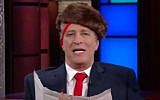 Jon Stewart appearing on the 'Late Show' dressed as US President Donald Trump, January 31, 2017. (screen capture: The Late Show with Stephen Colbert/YouTube)