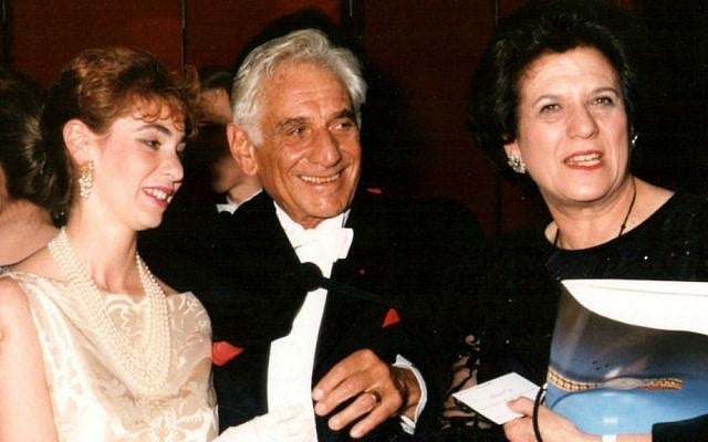 Leonard Bernstein and daughter, left, with Lilian Hochhauser. (Courtesy)