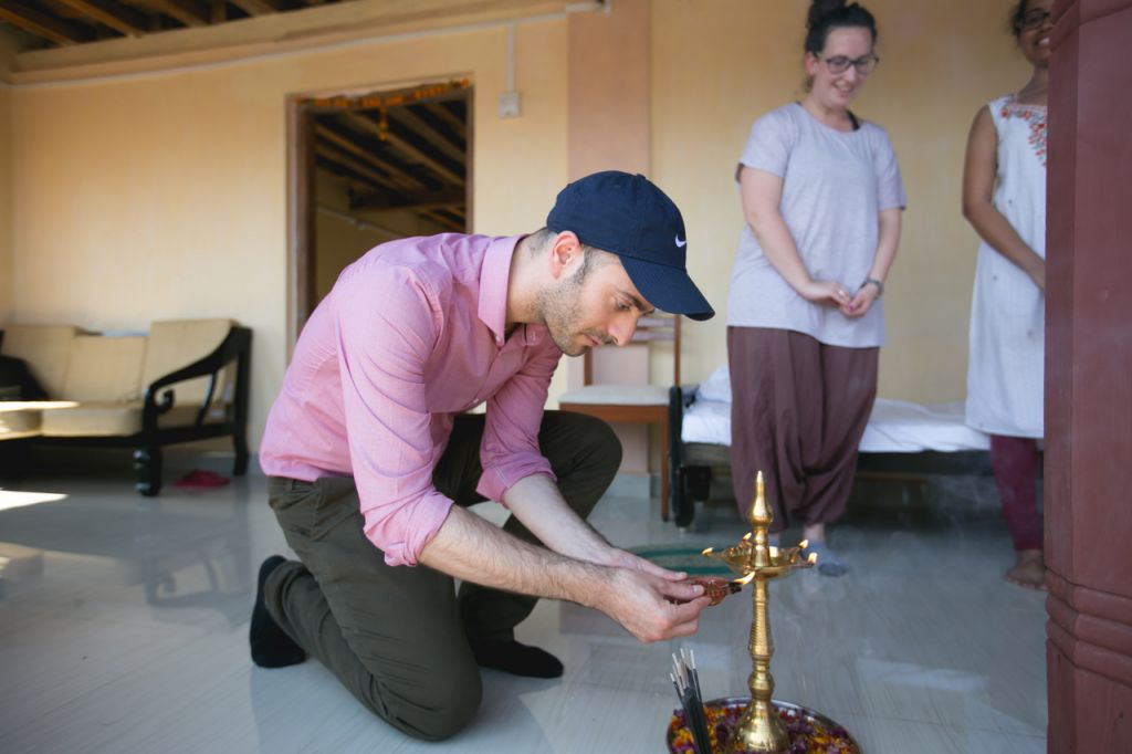 Daniel Bacall, Director of External Affairs at the office of the Chief Rabbi takes part in a ceremony to mark the opening of a new base of operations for the Gabriel Project Mumbai in Ashte. (Courtesy) Daniel Bacall, Director of External Affairs at the office of the Chief Rabbi takes part in a ceremony to mark the opening of a new base of operations for the Gabriel Project Mumbai in Ashte. (Courtesy)