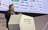 OurCrowd's Jon Medved speaks at the OurCrowd Global Summit, February 16, 2017 in Jerusalem, (Yosef Adest)