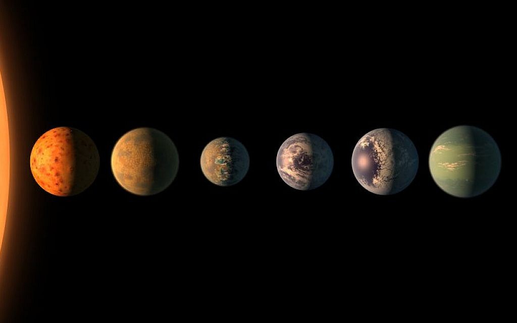 An artist's illustration of what TRAPPIST-1's seven planets might look like. (NASA/JPL-Caltech)