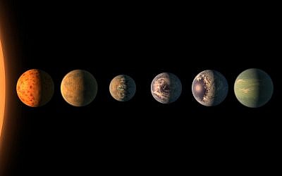 An artist's illustration of what TRAPPIST-1's seven planets might look like. (NASA/JPL-Caltech)