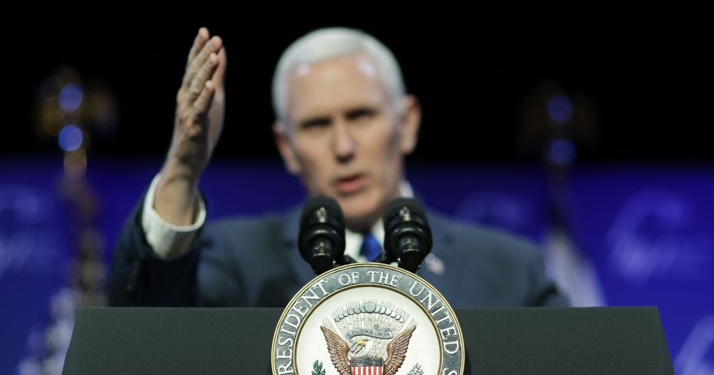 Vice President Mike Pence speaks at the Republican Jewish Coalition annual leadership meeting, Friday, Feb. 24, 2017, in Las Vegas. (AP Photo/John Locher) Vice President Mike Pence speaks at the Republican Jewish Coalition annual leadership meeting, Friday, Feb. 24, 2017, in Las Vegas. (AP Photo/John Locher)