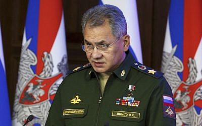 In this Thursday, Dec. 22, 2016 photo, Russian Defence Minister Sergei Shougu speaks during a meeting with senior military officials in Moscow, Russia. (Balashova Olga/Defence Ministry Pool Photo via AP)