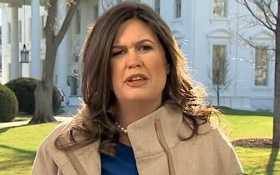 White House spokeswoman Sarah Huckabee Sanders is interviewed on ABC on February 26, 2017. (Screen capture/YouTube) White House spokeswoman Sarah Huckabee Sanders is interviewed on ABC on February 26, 2017. (Screen capture/YouTube)