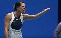 German tennis player Andrea Petkovic was on the court during the US Tennis Association's national anthem gaffe on February  12, 2017. (Screen capture/YouTube)
