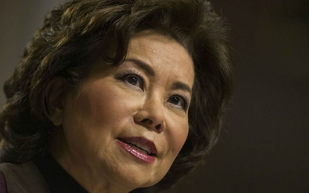 In this Wednesday, Jan. 11, 2017 file photo, transportation Secretary-designate Elaine Chao testifies on Capitol Hill in Washington, at her confirmation hearing before the Senate Commerce, Science, and Transportation Committee. (AP Photo/Zach Gibson, File)