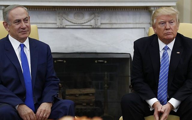 President Donald Trump and Israeli Prime Minister Benjamin Netanyahu meet in the Oval Office of the White House in Washington, Wednesday, Feb. 15, 2017. (AP/Carolyn Kaster) President Donald Trump and Israeli Prime Minister Benjamin Netanyahu meet in the Oval Office of the White House in Washington, Wednesday, Feb. 15, 2017. (AP/Carolyn Kaster)