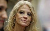 Kellyanne Conway, senior adviser to President Donald Trump, watches during a meeting with parents and teachers, Tuesday, February 14, 2017, in the Roosevelt Room of the White House in Washington. (AP Photo/Evan Vucci)