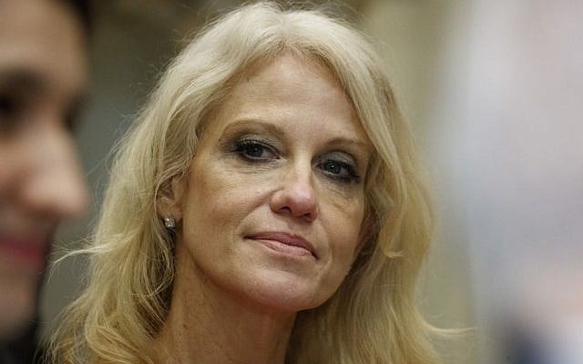 Kellyanne Conway, senior adviser to President Donald Trump, watches during a meeting with parents and teachers, Tuesday, February 14, 2017, in the Roosevelt Room of the White House in Washington. (AP Photo/Evan Vucci) Kellyanne Conway, senior adviser to President Donald Trump, watches during a meeting with parents and teachers, Tuesday, February 14, 2017, in the Roosevelt Room of the White House in Washington. (AP Photo/Evan Vucci)