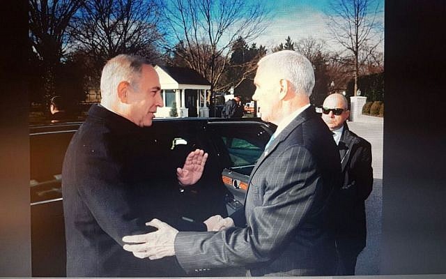 Prime Minister Benjamin Netanyahu meets US Vice President Mike Pence in Washington DC, February 16, 2017, (Avi Ohayun/GPO) Prime Minister Benjamin Netanyahu meets US Vice President Mike Pence in Washington DC, February 16, 2017, (Avi Ohayun/GPO)
