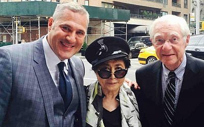 Immigration lawyers Michael Wildes (left) and father Leon Wildes (right) with one of their star clients, Yoko Ono, on the streets of New York. (courtesy)