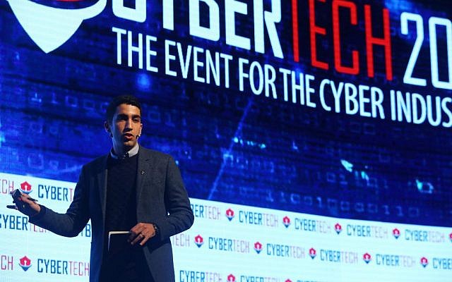 Itzhak Zuk Avraham, founder of Zimperium, speaking at CyberTech 2017 (Courtesy: Gilad Kavalerchik)