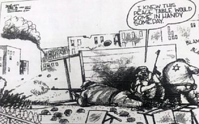 A cartoon depicting Israeli soldiers as war-mongers appeared in a New York State exam in January 2017, prompting an apology from the local Department of Education  (Twitter)
