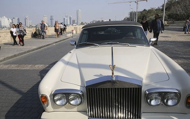 A Rolls Royce car parked at the Tel Aviv-Jaffo port, on November 15, 2014. (Nati SHohat/FLASH90) A Rolls Royce car parked at the Tel Aviv-Jaffo port, on November 15, 2014. (Nati SHohat/FLASH90)