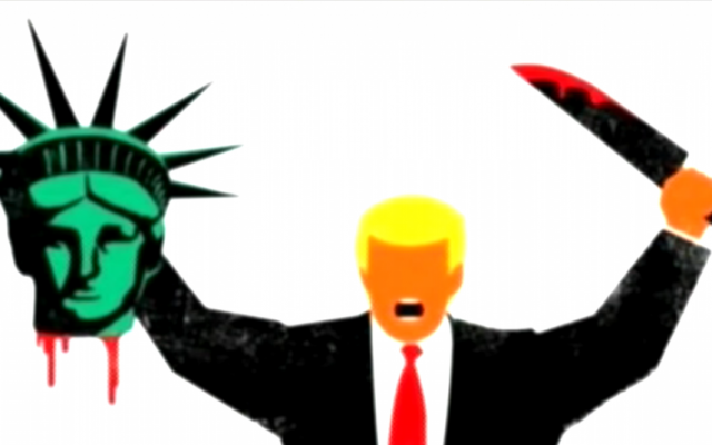 The cover of the February 4 edition of the German weekly Der Spiegel with an image of US President Donald Trump holding the Statue of Liberty's decapitated head. (Screen capture: YouTube) The cover of the February 4 edition of the German weekly Der Spiegel with an image of US President Donald Trump holding the Statue of Liberty's decapitated head. (Screen capture: YouTube)