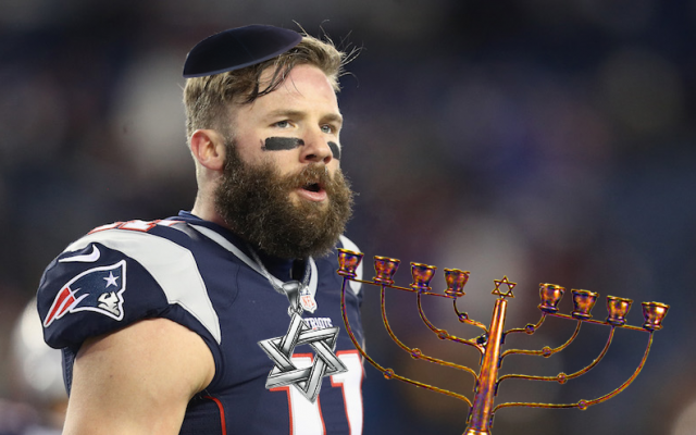 Julian Edelman can safely be called the best Jewish player in the NFL. (Getty Images/Illustration by Lior Zaltzman/via JTA) Julian Edelman can safely be called the best Jewish player in the NFL. (Getty Images/Illustration by Lior Zaltzman/via JTA)