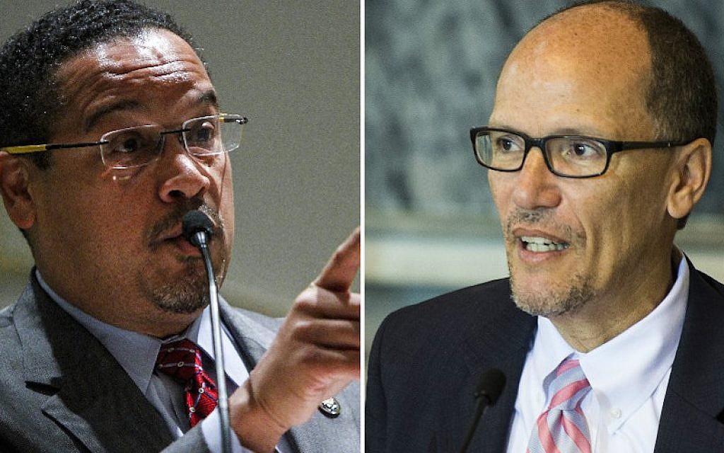 Keith Ellison, left, and Tom Perez lead the race to become the next head of the Democratic National Committee. (Getty Images/via JTA) Keith Ellison, left, and Tom Perez lead the race to become the next head of the Democratic National Committee. (Getty Images/via JTA)