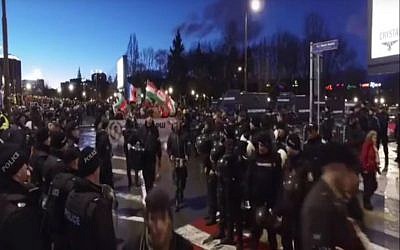 Nationalists marching in the annual Lukov March in Bulgaria On February 15, 2016. screen capture: YouTube)