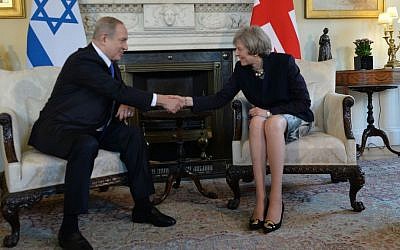 Prime Minister Benjamin Netanyahu meets with UK PM Theresa May, at 10 Downing Street in London, February 6, 2017. (Kobi Gideon / GPO) Prime Minister Benjamin Netanyahu meets with UK PM Theresa May, at 10 Downing Street in London, February 6, 2017. (Kobi Gideon / GPO)