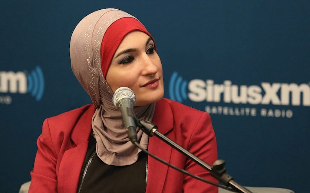 Muslim activist and BDS supporter Linda Sarsour at SiriusXM event 'Muslim in America' in New York City, October 26, 2015. (Robin Marchant/Getty Images for SiriusXM/via JTA) Muslim activist and BDS supporter Linda Sarsour at SiriusXM event 'Muslim in America' in New York City, October 26, 2015. (Robin Marchant/Getty Images for SiriusXM/via JTA)