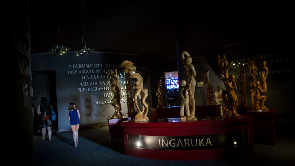 A visitor at the Kigali Genocide Memorial on February 14, 2017. The museum hosts 92,500 visitors per year. (Miriam Alster/Flash90)
