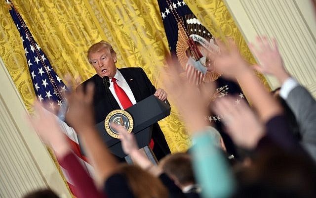 US President Donald Trump speaks during a press conference on February 16, 2017, at the White House in Washington, DC. (AFP PHOTO / Nicholas Kamm) US President Donald Trump speaks during a press conference on February 16, 2017, at the White House in Washington, DC. (AFP PHOTO / Nicholas Kamm)