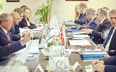 A meeting between Israeli and Turkish diplomats in Ankara, Turkey on February 1, 2017. (Yuval Rotem, courtesy)