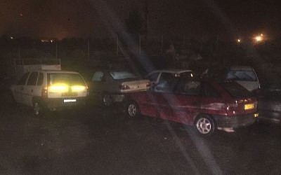 Vehicles seized by Israeli security forces late Tuesday night, February 14, 2017. (IDF Spokesperson's Unit)