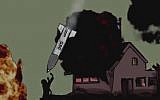 Hamas rockets hit Israeli homes in a new Hebrew-language propaganda music video released by the terror group (YouTube screenshot)