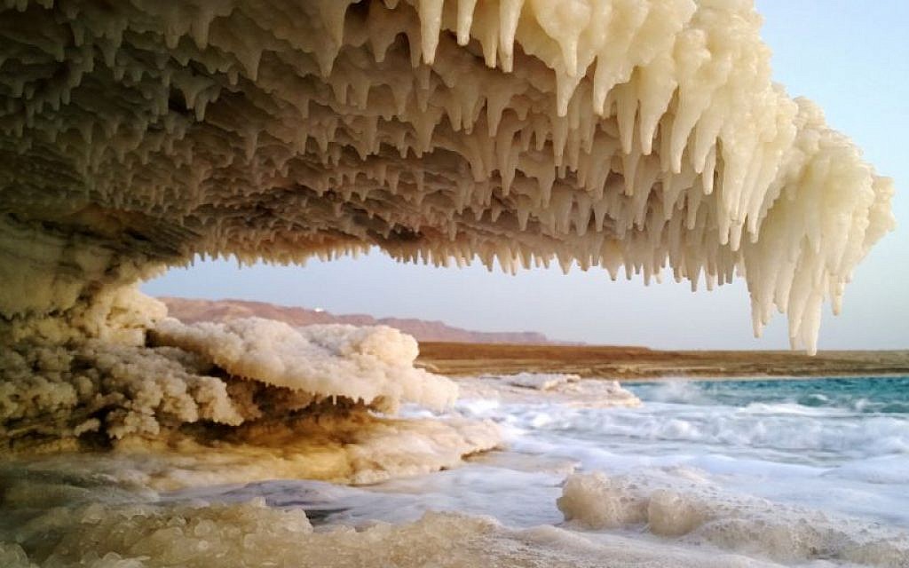 Salt stalactite formations at the Dead Sea. (courtesy Noam Bedein) Salt stalactite formations at the Dead Sea. (courtesy Noam Bedein)