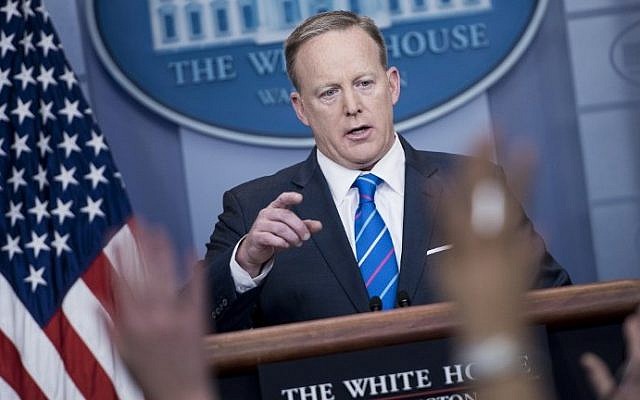 White House Press Secretary Sean Spicer speaks during a press briefing at the White House February 27, 2017 in Washington, DC. (AFP PHOTO / Brendan Smialowski)