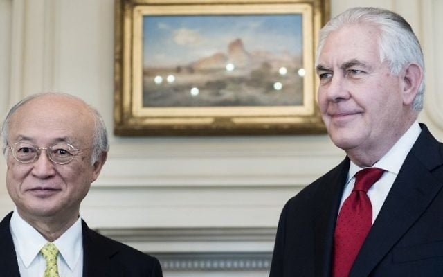 International Atomic Energy Agency (IAEA) Director General Yukiya Amano (L) and US Secretary of State Rex Tillerson wait for a meeting at the US Department of State on March 2, 2017 in Washington, DC. (AFP PHOTO / Brendan Smialowski) International Atomic Energy Agency (IAEA) Director General Yukiya Amano (L) and US Secretary of State Rex Tillerson wait for a meeting at the US Department of State on March 2, 2017 in Washington, DC. (AFP PHOTO / Brendan Smialowski)