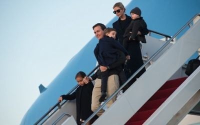 Senior White House adviser Jared Kushner and his wife Ivanka Trump step off Air Force One with their children Arabella (L), Joseph (C) and Theodore at Andrews Air Force Base in Maryland, on March 5, 2017. (AFP PHOTO / NICHOLAS KAMM) Senior White House adviser Jared Kushner and his wife Ivanka Trump step off Air Force One with their children Arabella (L), Joseph (C) and Theodore at Andrews Air Force Base in Maryland, on March 5, 2017. (AFP PHOTO / NICHOLAS KAMM)
