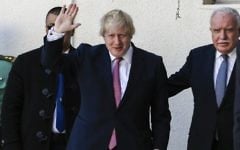 British Foreign Secretary Boris Johnson meets with Palestinian Authority Foreign Minister Riyad al-Maliki in the West Bank city of Ramallah, on March 8, 2017.  (AFP/Abbas Momani)