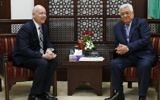 Palestinian Authority President Mahmoud Abbas (R) meets with Jason Greenblatt, Donald Trump's special representative for international negotiations, in the West Bank city of Ramallah, on March 14, 2017. (AFP Photo/Abbas Momani)