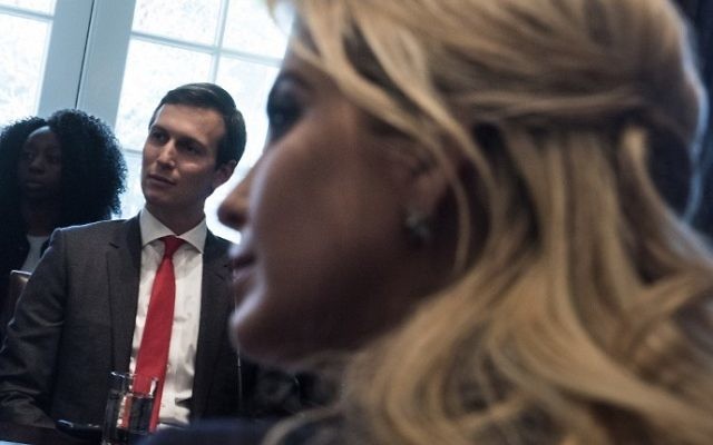 Jared Kushner (L) and Ivanka Trump listen to introduction before a meeting with business leaders in the Cabinet Room of the White House March 17, 2017 in Washington, DC. AFP PHOTO ( Brendan Smialowski) Jared Kushner (L) and Ivanka Trump listen to introduction before a meeting with business leaders in the Cabinet Room of the White House March 17, 2017 in Washington, DC. AFP PHOTO ( Brendan Smialowski)
