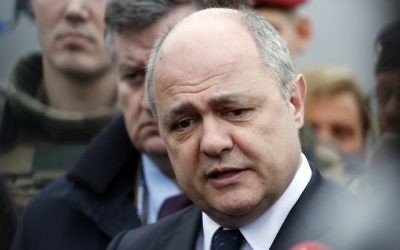French Interior Minister Bruno Le Roux speaks to the press on March 18, 2017 at Paris' Orly airport following the shooting of a man by French security forces after tried to grab a soldier's weapon. (AFP PHOTO / Benjamin CREMEL)