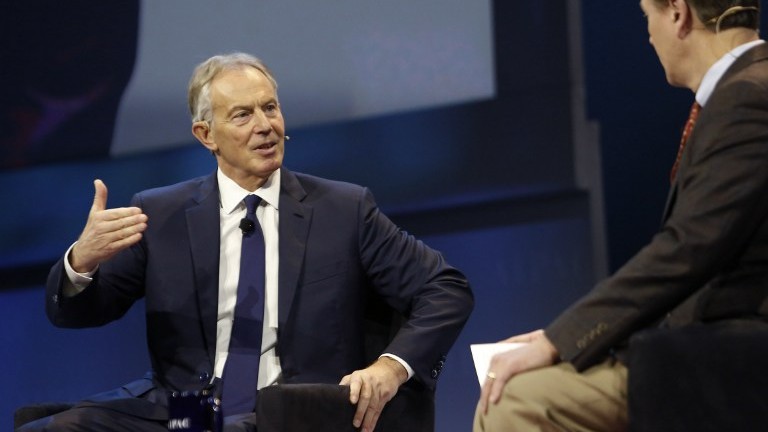 Former British prime minister Tony Blair speaks at the American Israel Public Affairs Committee (AIPAC) Policy Conference in Washington, on March 26, 2017. (AFP Photo/Andrew Biraj) Former British prime minister Tony Blair speaks at the American Israel Public Affairs Committee (AIPAC) Policy Conference in Washington, on March 26, 2017. (AFP Photo/Andrew Biraj)