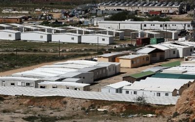 A partial view taken on March 31, 2017, shows dismantled caravans from the Amona outpost placed in the West Bank outpost of Shilo. (AFP/Thomas Coex)