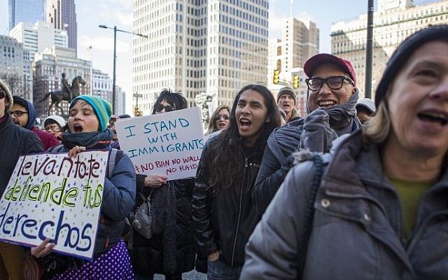 Immigration activists demonstrate against US President Donald Trump's policies on March 2, 2017 in downtown Philadelphia, Pennsylvania. (Jessica Kourkounis/Getty Images/AFP) Immigration activists demonstrate against US President Donald Trump's policies on March 2, 2017 in downtown Philadelphia, Pennsylvania. (Jessica Kourkounis/Getty Images/AFP)