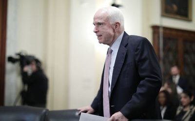 Senate Armed Services Committee Chairman John McCain (R-AZ) arrives ahead of a House Veterans Affairs Committee hearing about ongoing reforms in the Cannon House Office Building on Capitol Hill March 7, 2017 in Washington, DC. (Chip Somodevilla/Getty Images/AFP)