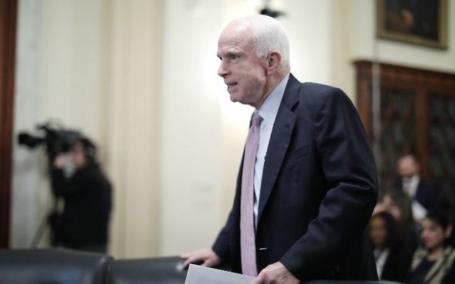 Senate Armed Services Committee Chairman John McCain (R-AZ) arrives ahead of a House Veterans Affairs Committee hearing about ongoing reforms in the Cannon House Office Building on Capitol Hill March 7, 2017 in Washington, DC. (Chip Somodevilla/Getty Images/AFP) Senate Armed Services Committee Chairman John McCain (R-AZ) arrives ahead of a House Veterans Affairs Committee hearing about ongoing reforms in the Cannon House Office Building on Capitol Hill March 7, 2017 in Washington, DC. (Chip Somodevilla/Getty Images/AFP)