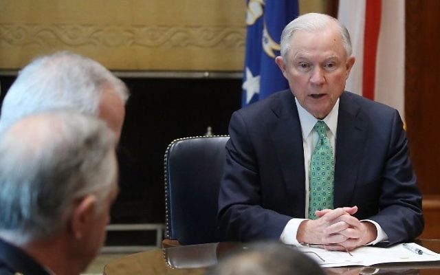 US Attorney General Jeff Sessions meets with police chiefs from major cities of the Chiefs of Police Association, at the Justice Department, on March 16, 2016 in Washington, DC. (Mark Wilson/Getty Images/AFP) US Attorney General Jeff Sessions meets with police chiefs from major cities of the Chiefs of Police Association, at the Justice Department, on March 16, 2016 in Washington, DC. (Mark Wilson/Getty Images/AFP)