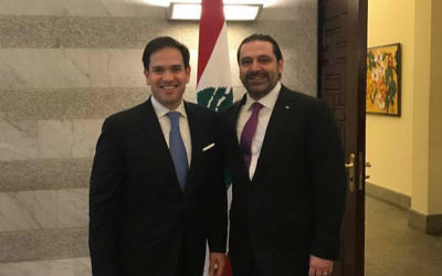 Florida Senator Marco Rubio meets Prime Minister Saad Al-Hariri in Beirut, March 18, 2017 (courtesy of the Office of Sen. Marco Rubio)