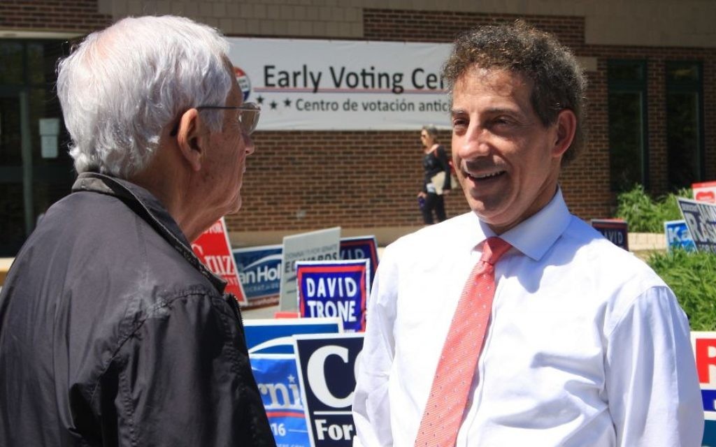 Then State Sen. Jamie Raskin talks to a supporter who voted early for him on Wednesday, April 20, 2016 before he successfully won his seat to represent Maryland's 8th congressional district in the House of Representatives. (AP Photo/Brian Witte) Then State Sen. Jamie Raskin talks to a supporter who voted early for him on Wednesday, April 20, 2016 before he successfully won his seat to represent Maryland's 8th congressional district in the House of Representatives. (AP Photo/Brian Witte)